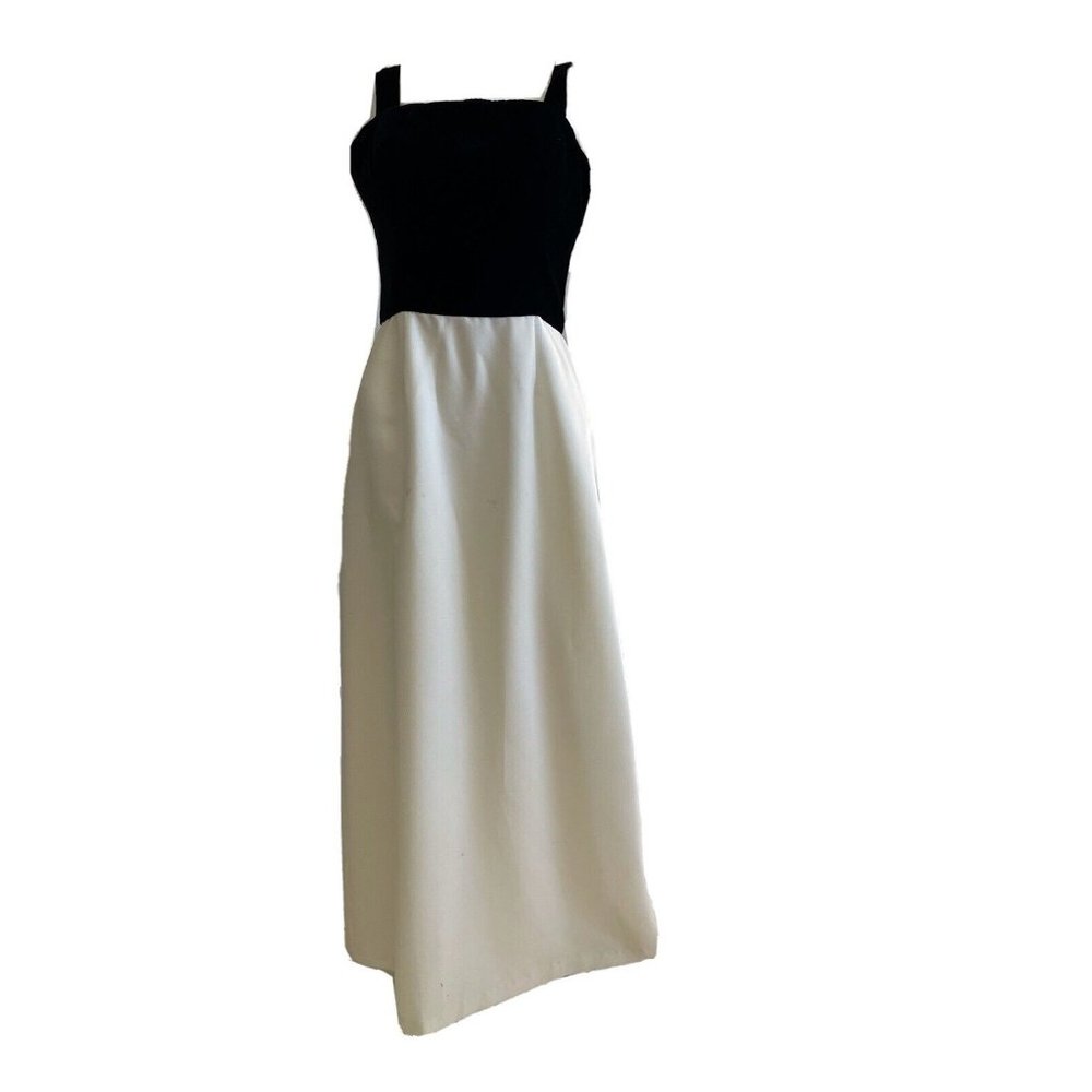Alex Evenings Women's Maxi Dress Party Gown Cream Black Acetate Size 12
